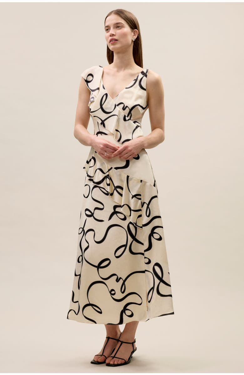 Rebecca Taylor Hollis Satin Ribbon Dress, Alternate, color, Ribbon Print