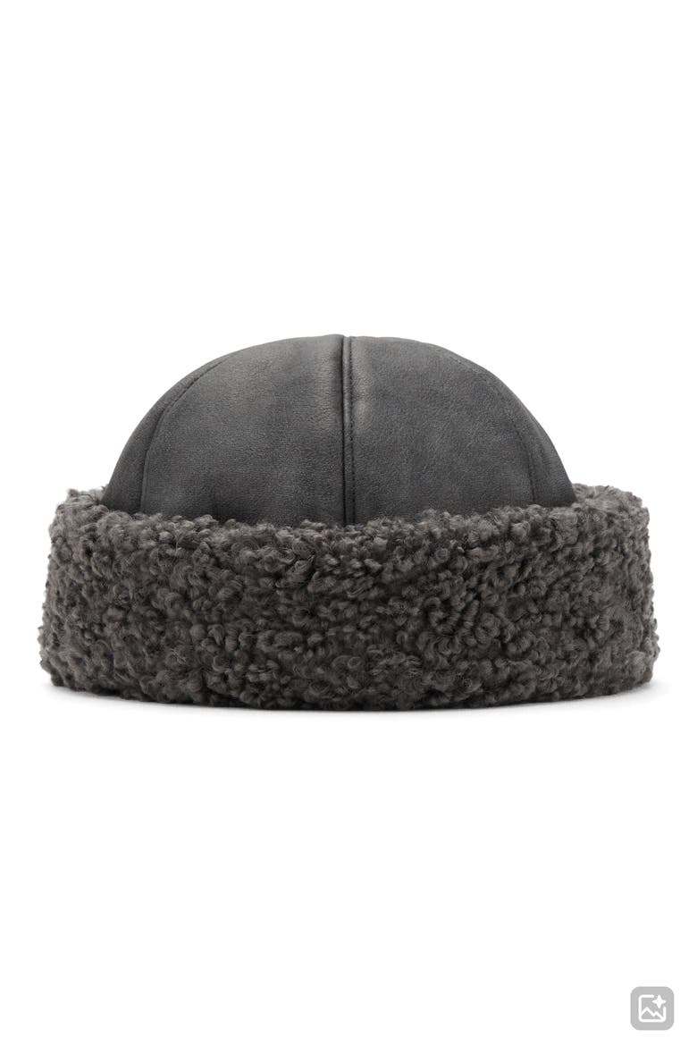 Faux Shearling Cuffed Hat, Main, color, GREY