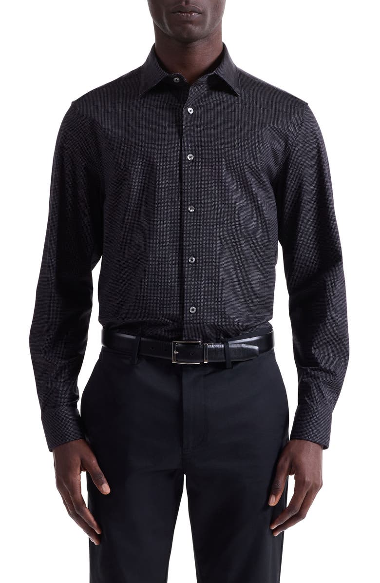 Bugatchi James OoohCotton<sup>®</sup> Button-Up Shirt, Main, color, Black