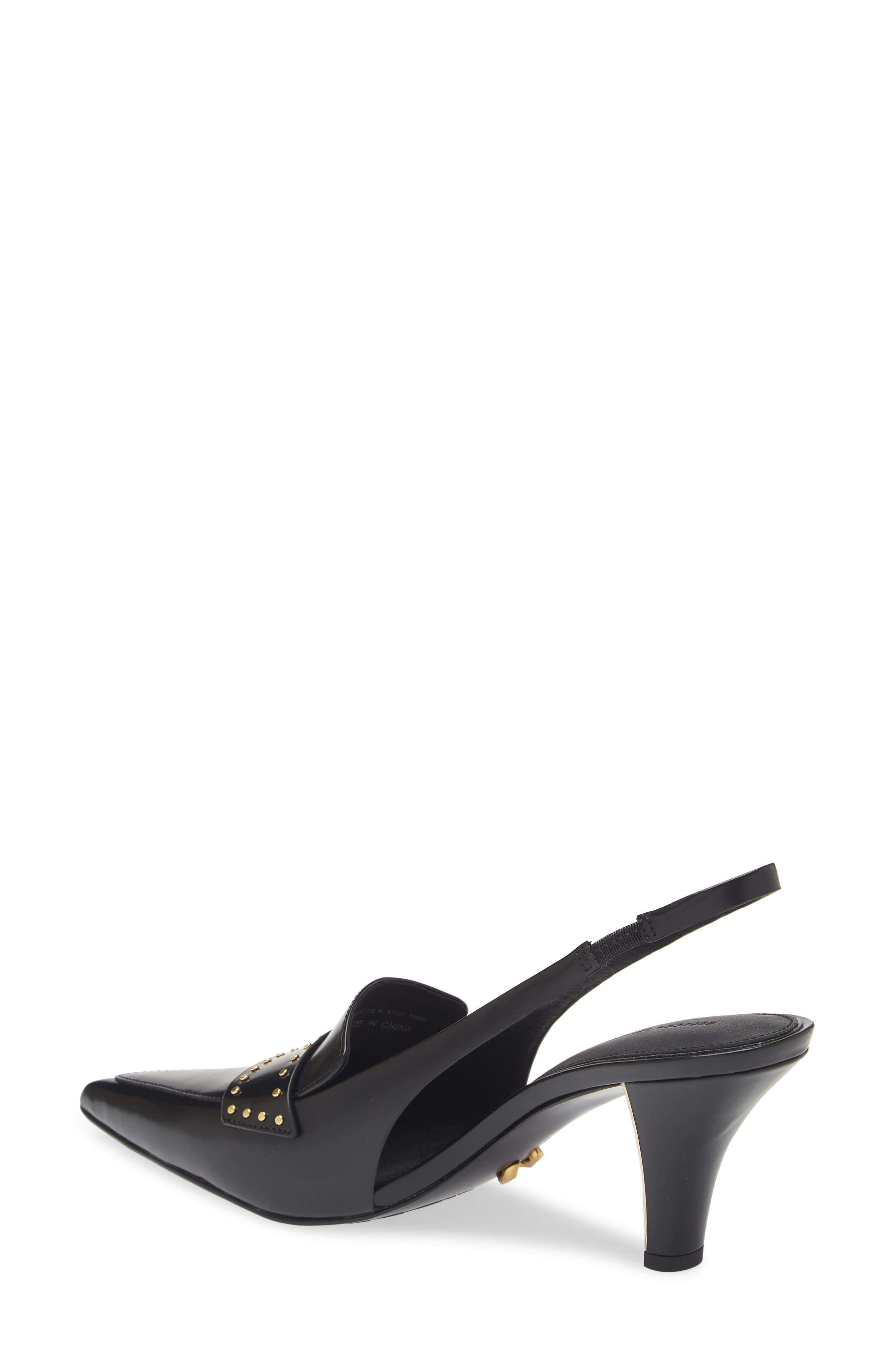 Rebecca Minkoff Paris Stud Slingback Pointed Toe Pump, Alternate, color, Black