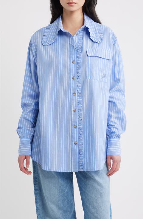 Kendall Ruffle Stripe Organic Cotton Shirt