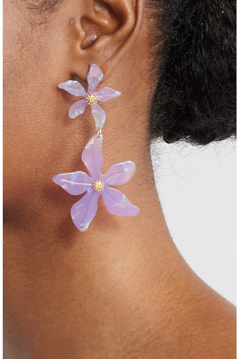 Orchid Drop Earrings, Alternate, color, GOLD/ PURPLE