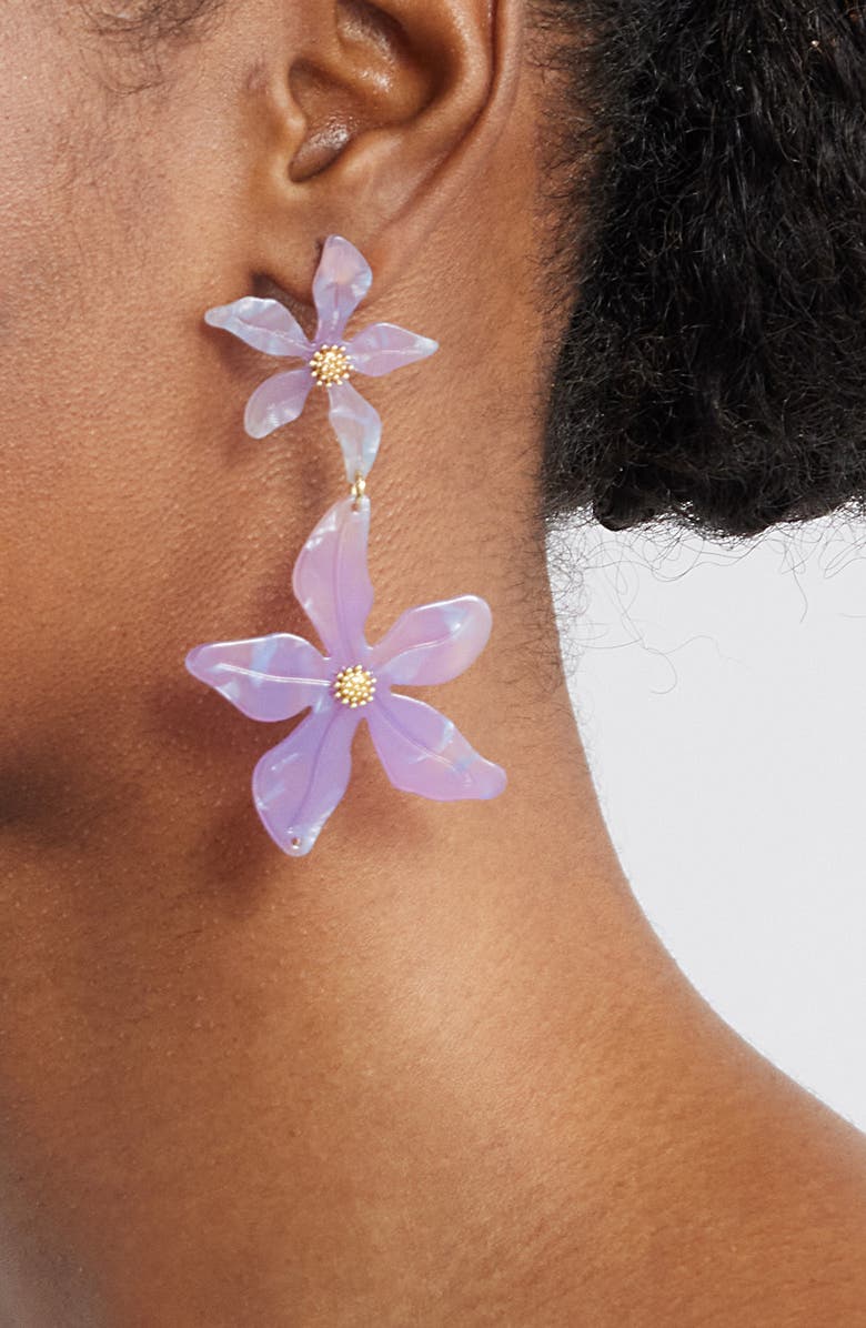 VIDAKUSH Orchid Drop Earrings, Alternate, color, Gold/ Purple