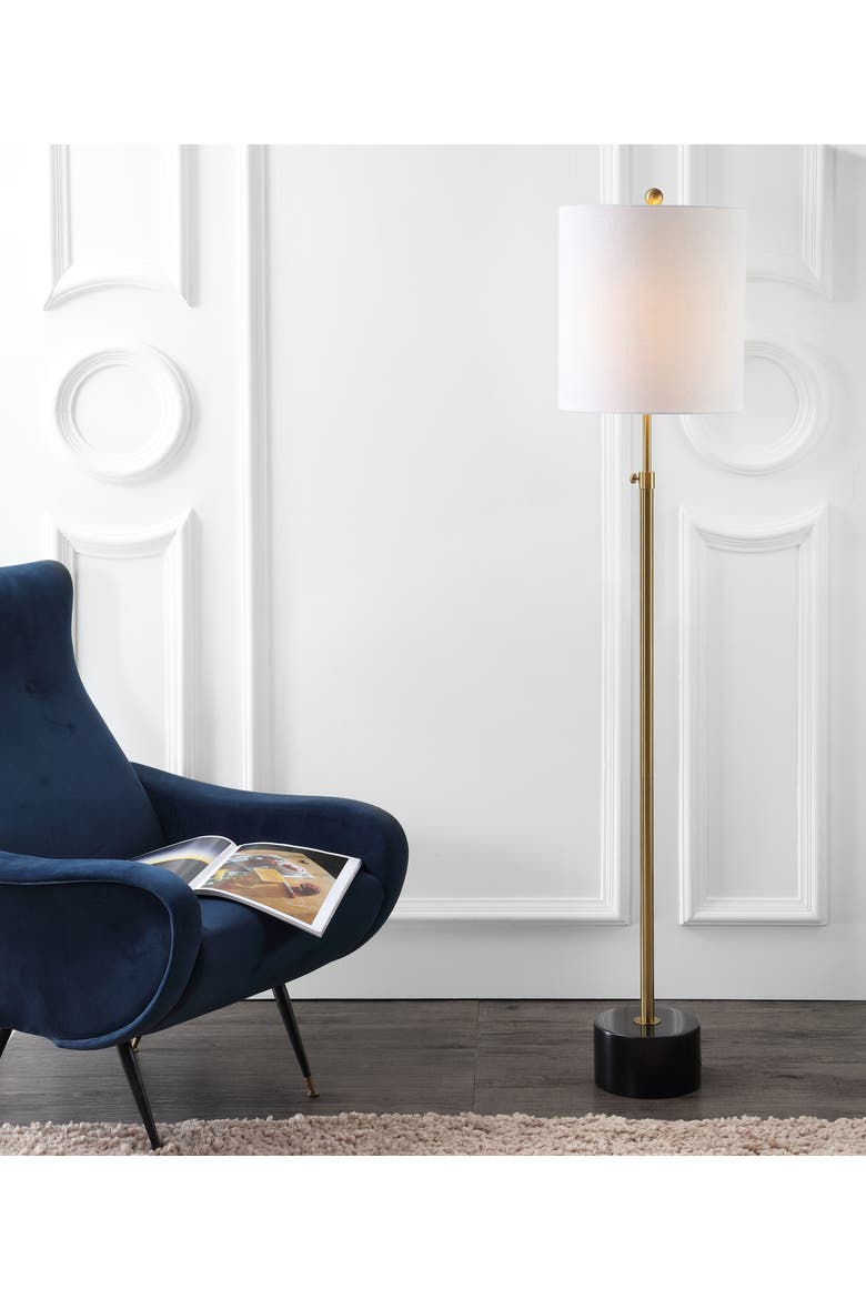 Crosby 66" Adjustable Height Metal LED Floor Lamp, Brass/Black Marble, Alternate, color, Brass Gold/Black