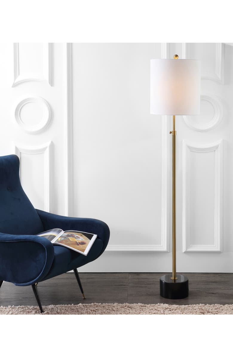 JONATHAN Y Crosby 66" Adjustable Height Metal LED Floor Lamp, Brass/Black Marble, Alternate, color, Brass Gold/Black