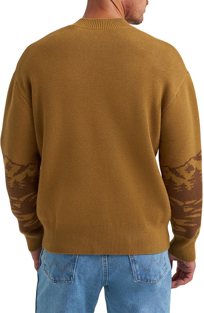 Wrangler x Coors<sup>®</sup> Intarsia Cotton Blend Crewneck Sweater, Alternate, color, Dijon