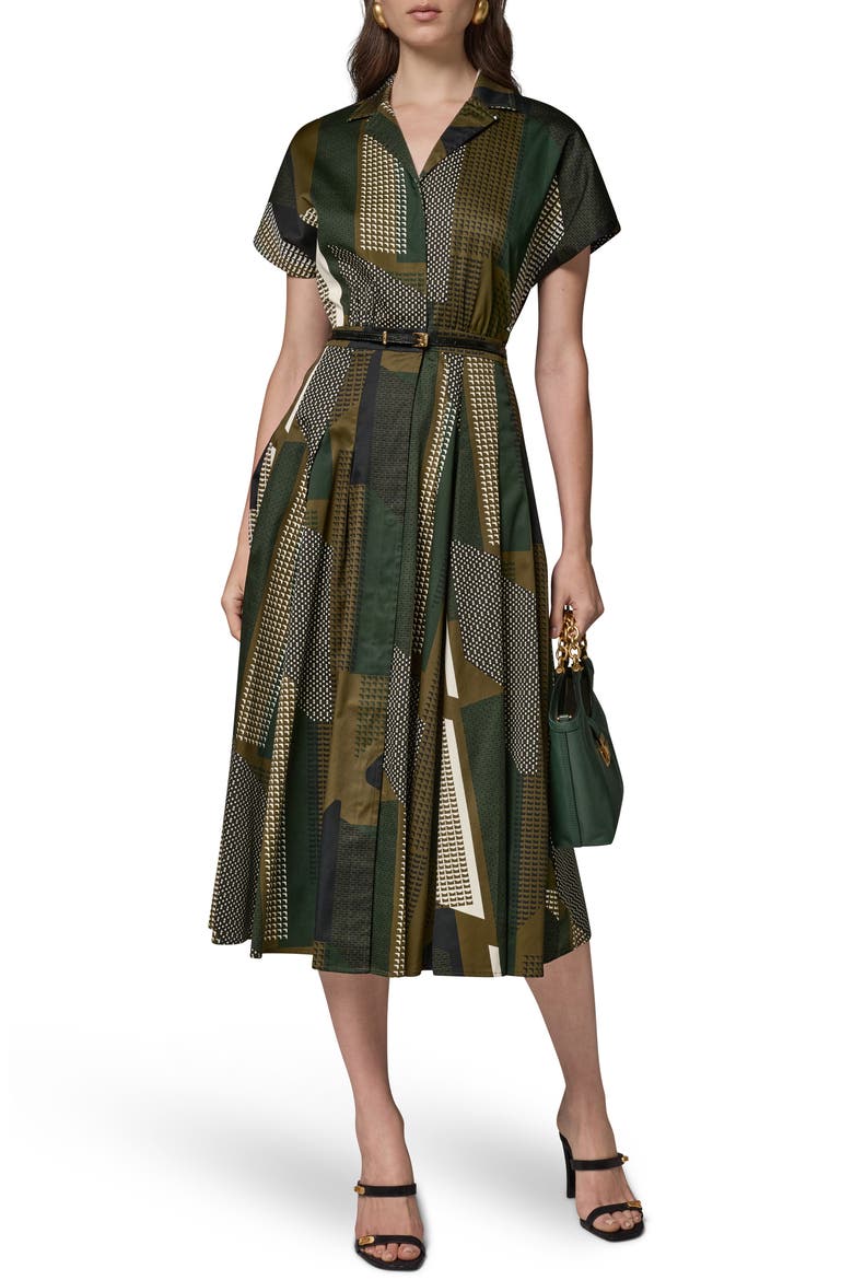 Short Sleeve Belted Shirtdress, Alternate, color, OLIVE BRINE