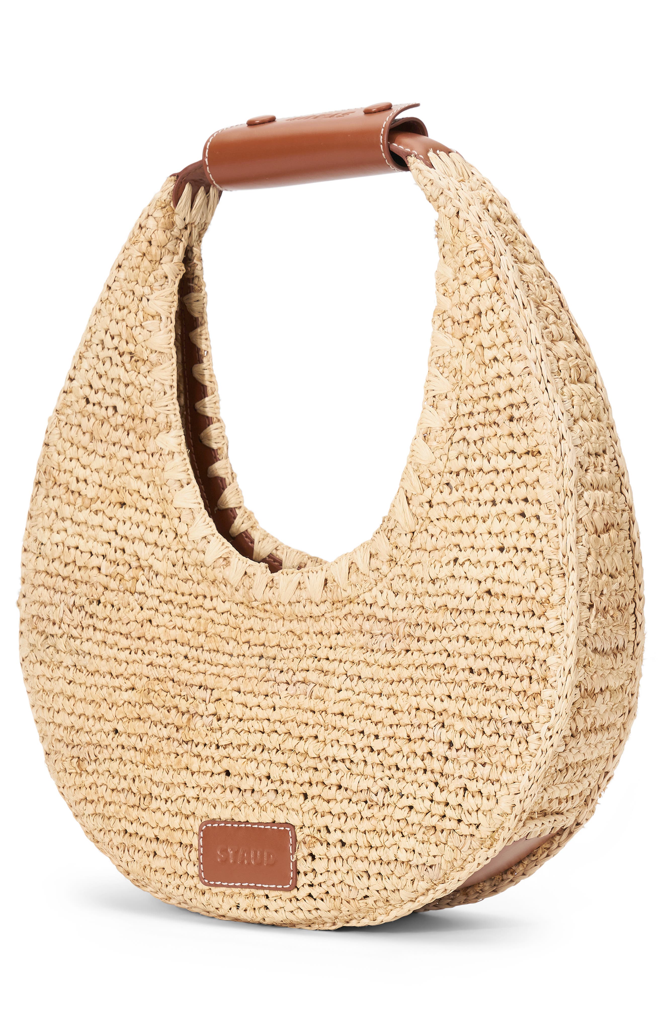 STAUD Moon Raffia Tote, Alternate, color, Natural/ Tan