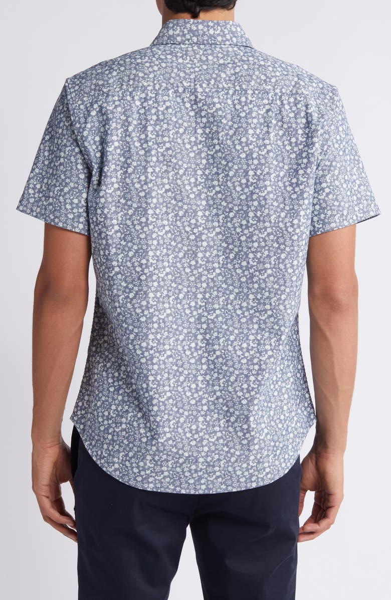 Bonobos Riviera Floral Short Sleeve Chambray Button-Up Shirt, Alternate, color, 
