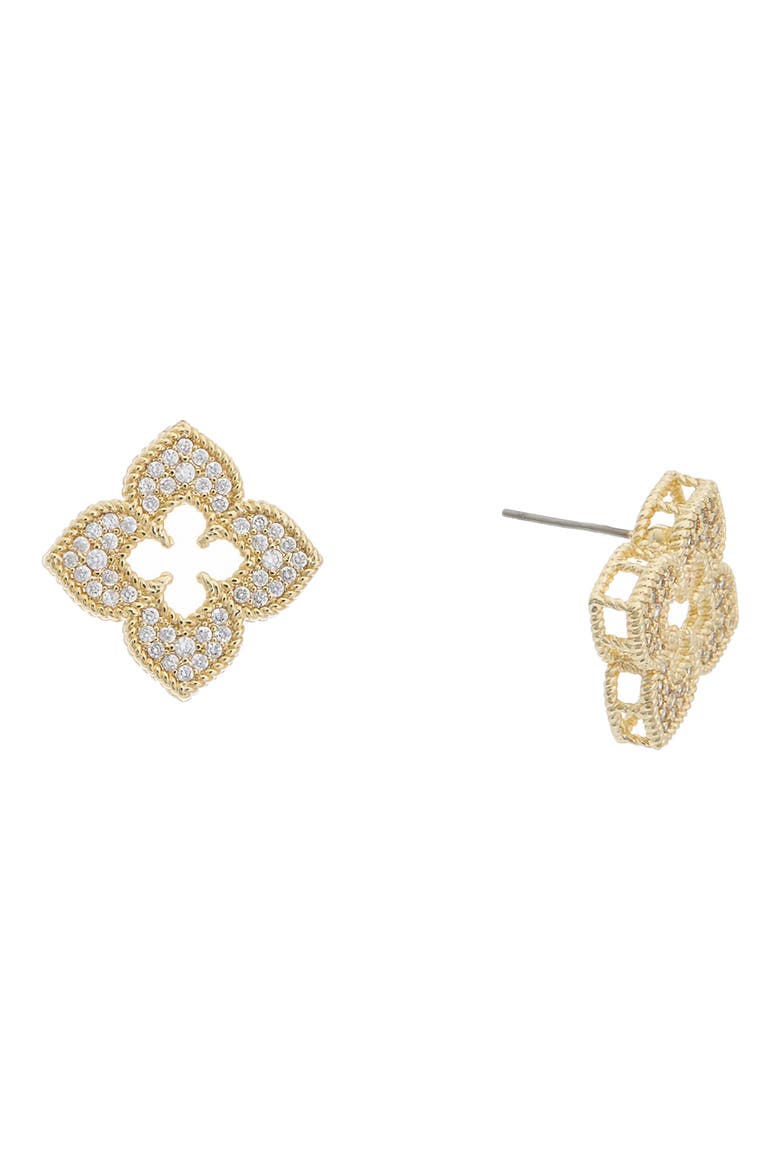 Cubic Zirconia Stud Earrings, Main, color, YELLOW