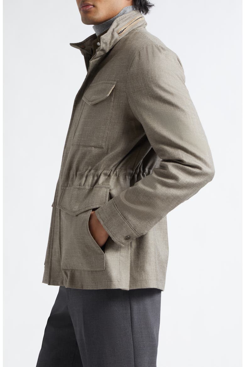 Water Resistant Virgin Wool, Silk & Linen Field Jacket, Alternate, color, TAUPE