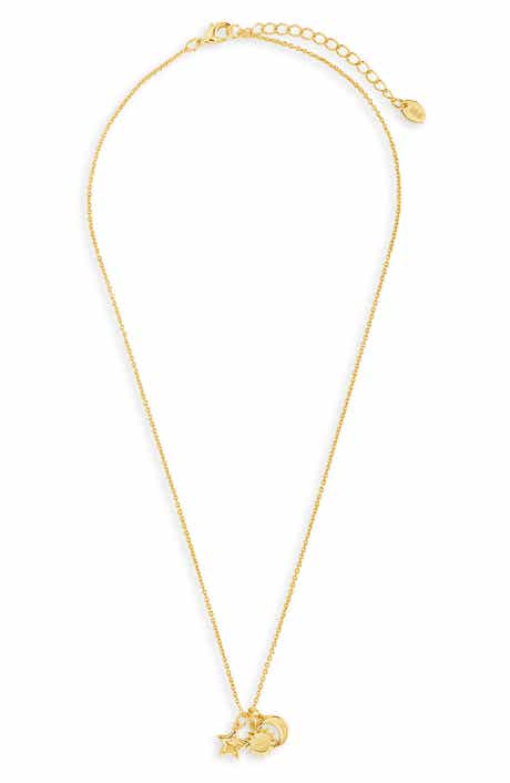 Sterling Forever 14K Gold Plated Sterling Silver Sun Star and Moon Charm Necklace