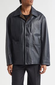 マ*ク様 LEMAIRE LEATHER WORKWEAR JKT Leather Workwear Jacket (Men) | Nordstrom