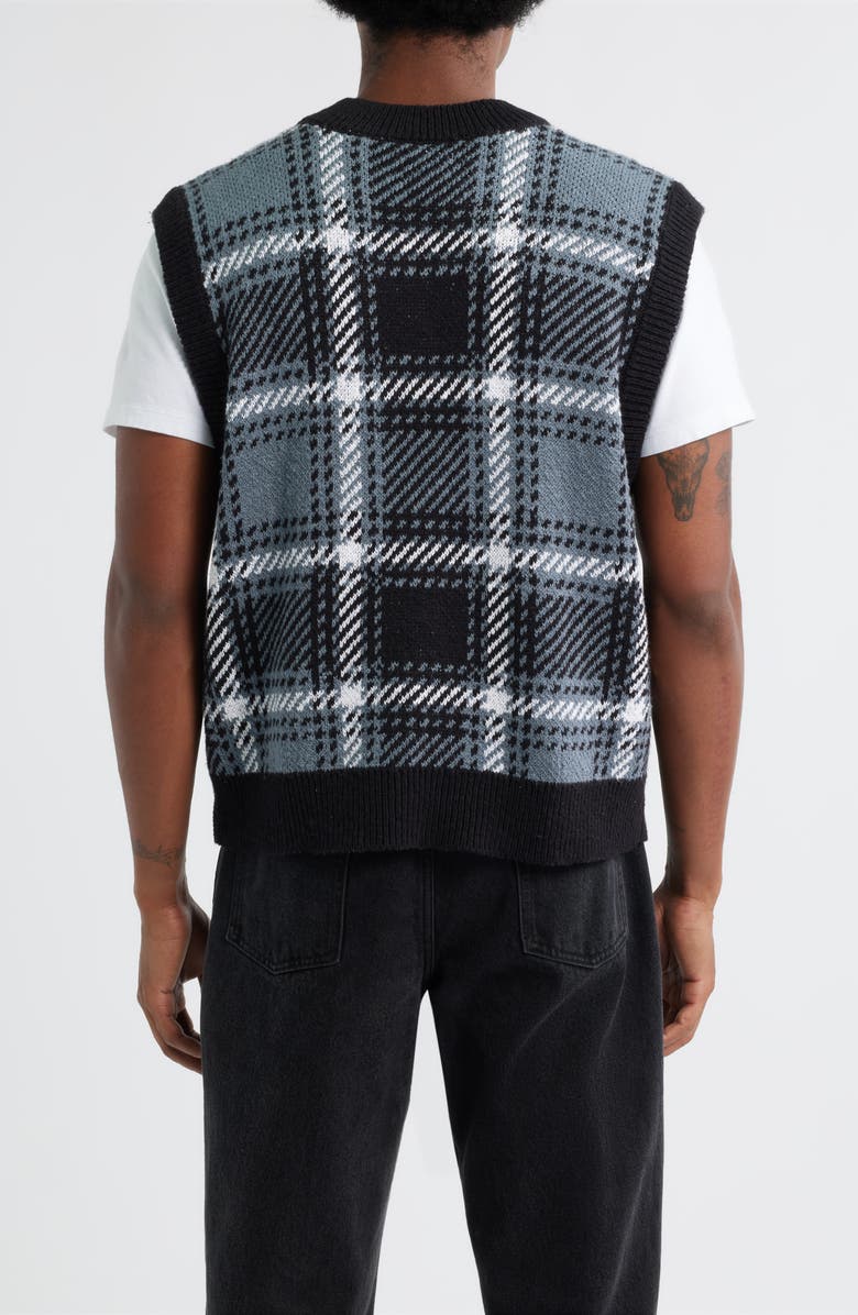 Obey Avon Plaid Sweater Vest, Alternate, color, Cold Black Multi