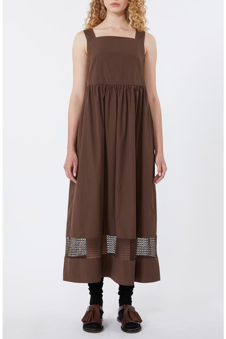 Gola Lace Inset Cotton Dress, Main, color, CHOCOLATE