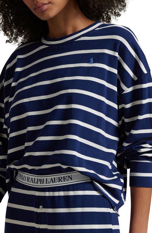 Shop Polo Ralph Lauren Sweatshirt & Wide Leg Pajamas In Sailing Stripe
