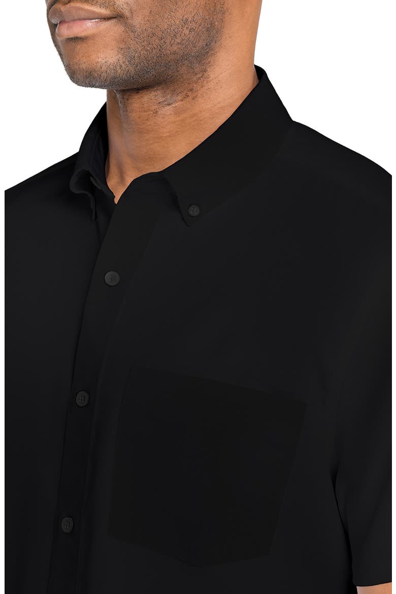 Hudson Reworked Slim Fit Solid Short Sleeve Cotton Button-Up Shirt, Alternate, color, BLACK