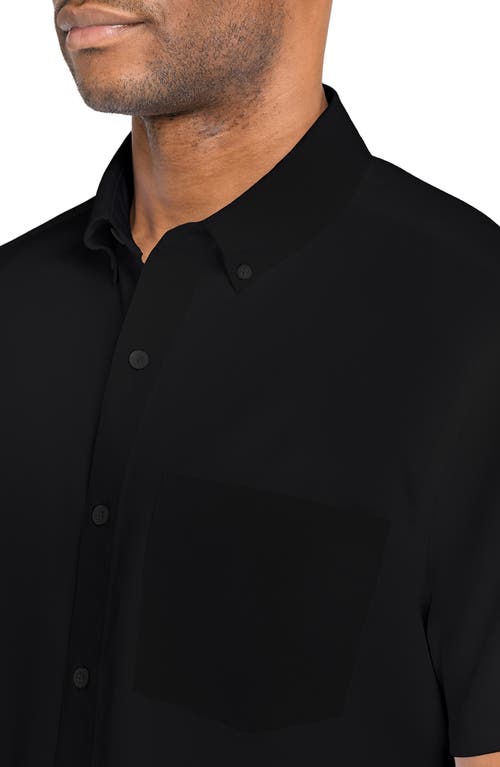 Wrk W.r.k Hudson Reworked Slim Fit Short Sleeve Button-down Shirt In Black