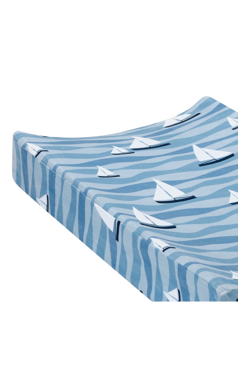 Lambs & Ivy Little Skipper Nautical Ocean Sailboat Soft Changing Pad Cover, Alternate, color, Blue