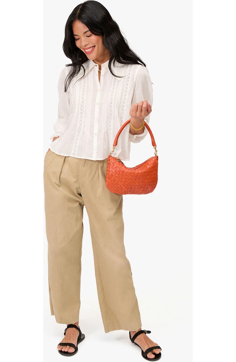 Clare V. Medium Petit Moyen Woven Leather Messenger Bag, Alternate, color, Saltillo