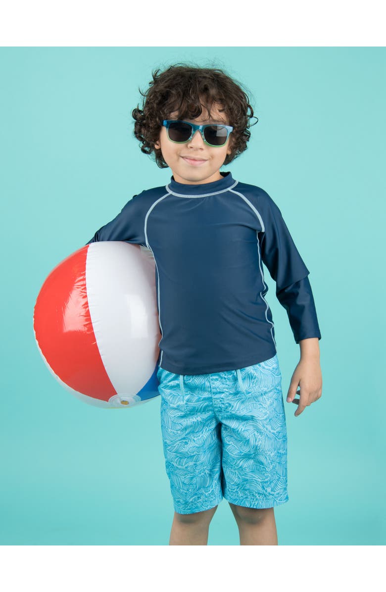 Leveret Kids Long Sleeve Rash Guard, UPF 50+ Swim Shirt, Alternate, color, Navy