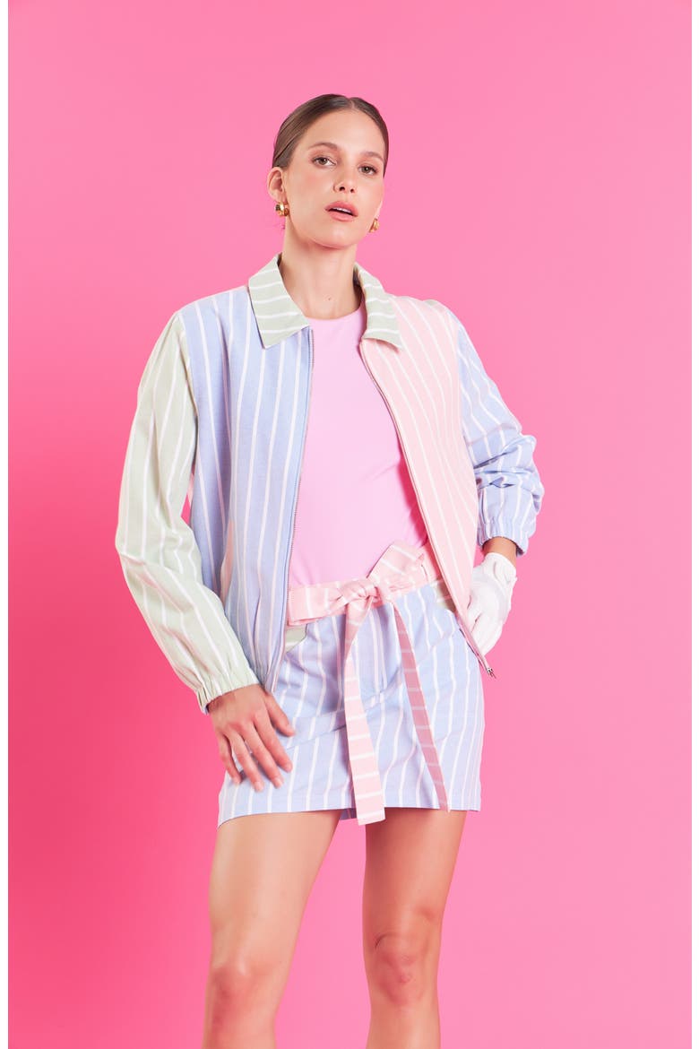 Sports Club Colorblock Stripe Cotton Blend Zip Jacket, Alternate, color, GREEN MULTI