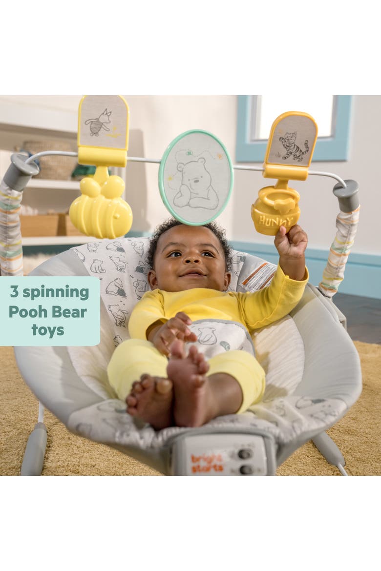 Disney Baby Winnie the Pooh Classic Pals Vibrating Bouncer, Alternate, color, GREY