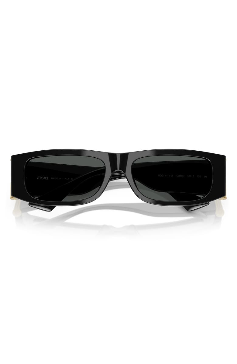 Versace 55mm Rectangular Sunglasses, Alternate, color, Dark Grey