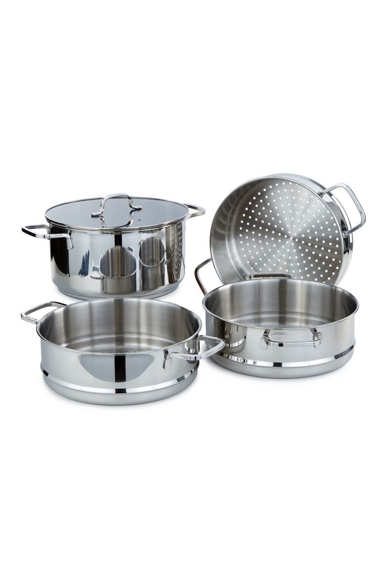 DiNA Helix 5-Piece Steamer Set, Main, color, SILVER