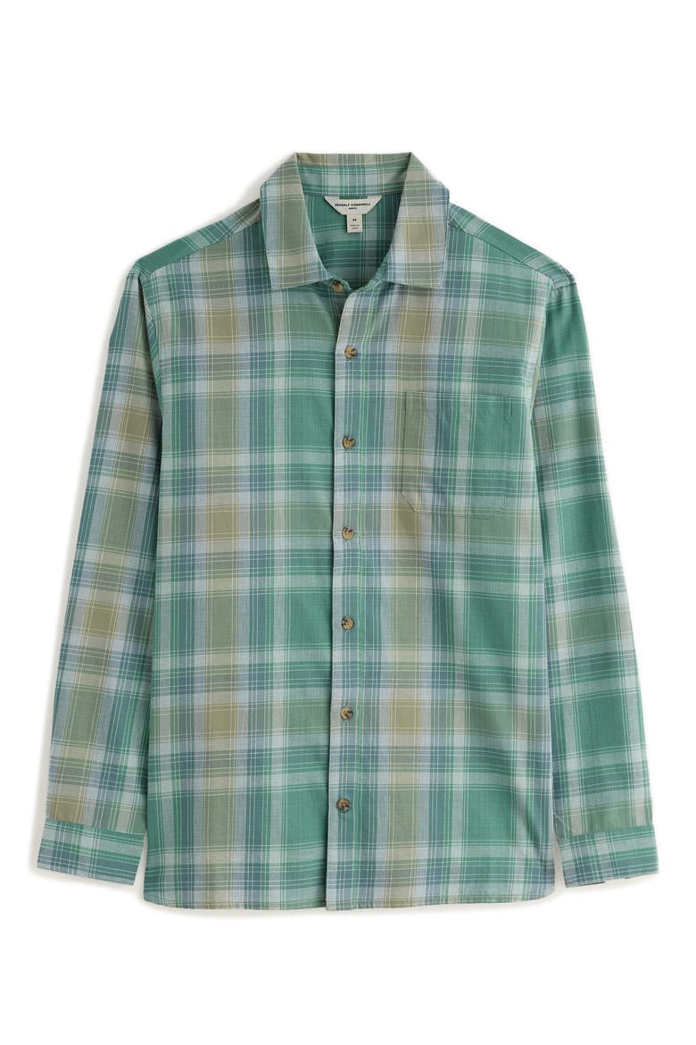 Goosander Plaid Organic Cotton Button Up Shirt, Alternate, color, PELORUS SARDINE