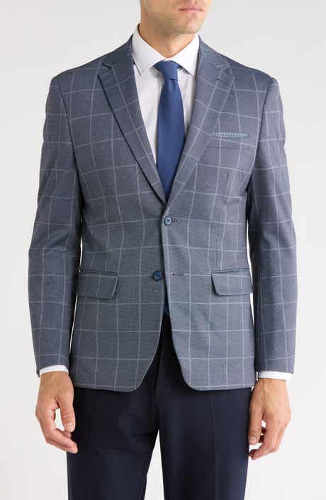 Windowpane Check Stretch Knit Sport Coat
