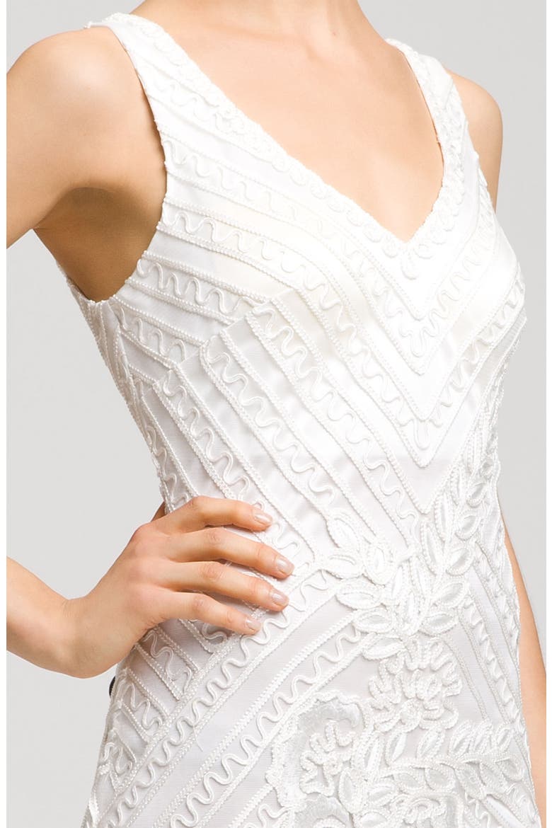 Double V-Neck Embroidered Sheath Dress, Alternate, color, WHITE