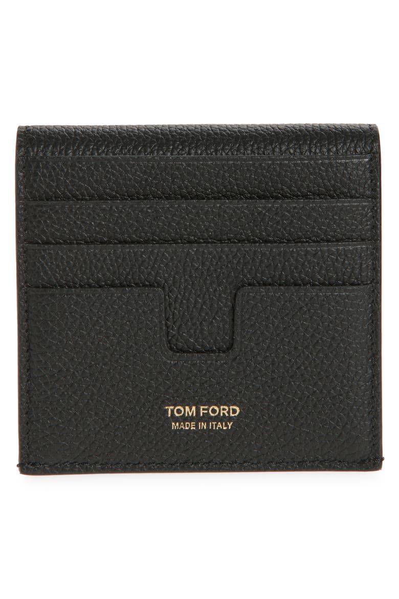 Tara Leather Card Wallet, Alternate, color, BLACK