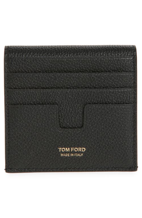 Tom Ford Calfskin Card Holder With Smooth Finish In Black
