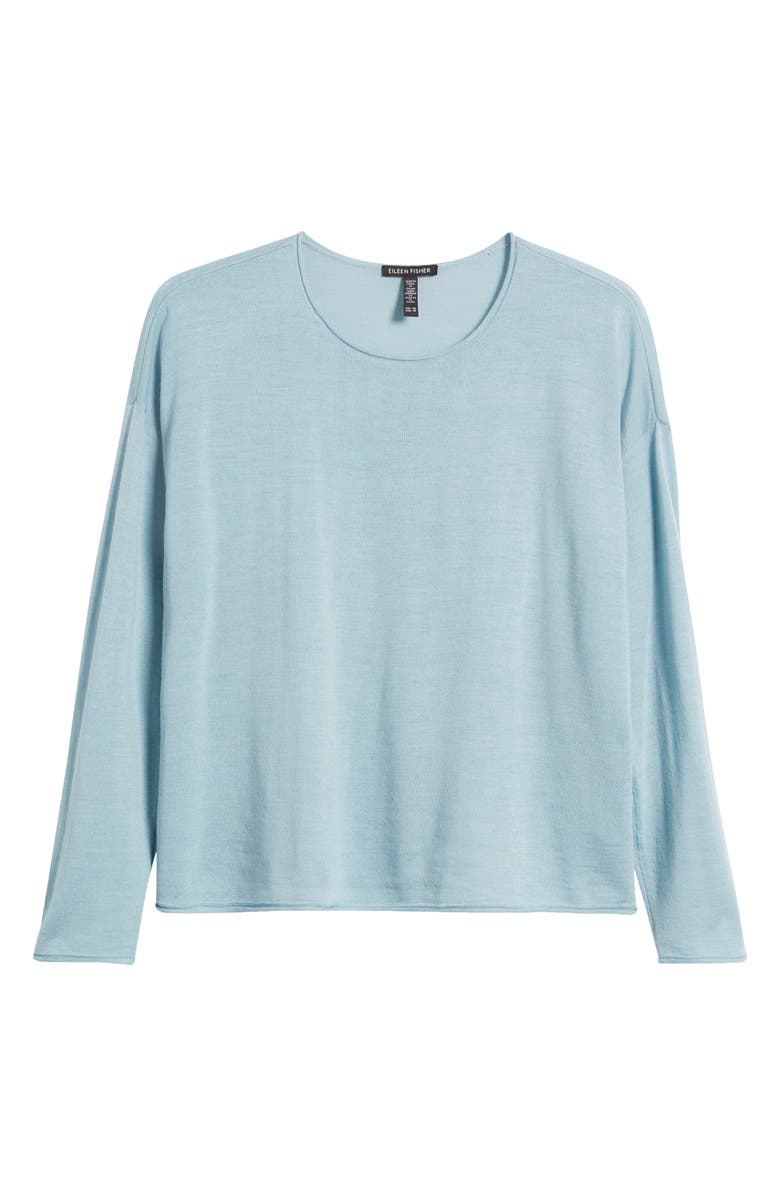 Eileen Fisher Crewneck Wool Sweater, Alternate, color, Frost