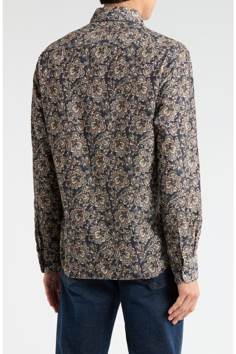 Modern Fit Corduroy Button Front Shirt, Alternate, color, DARK BLUE