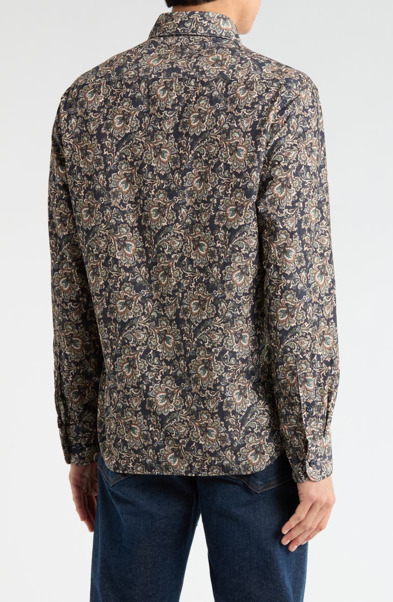 Eterna Modern Fit Corduroy Button Front Shirt, Alternate, color, Dark Blue