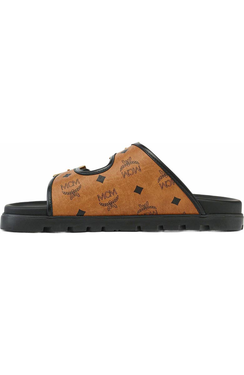 MCM Sandals in Visetos, Alternate, color, Cognac