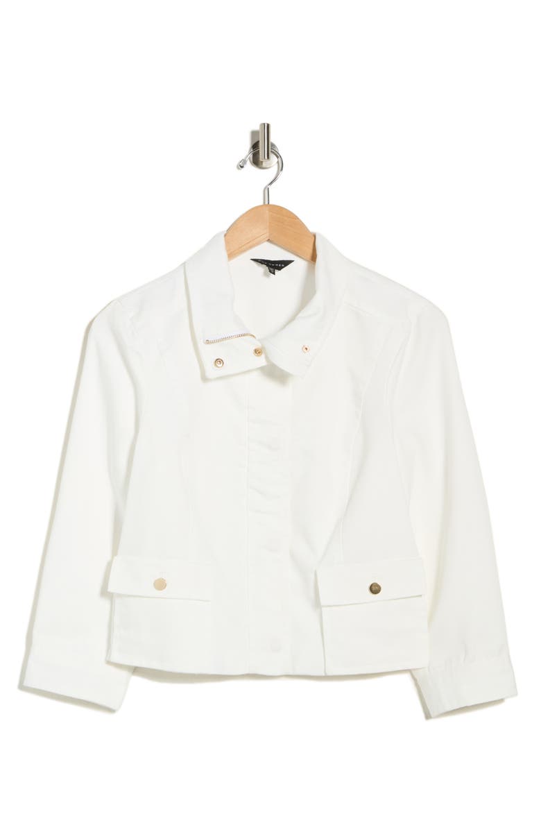 KAY UNGER SPORTSWEAR Zip Front Moto Jacket, Alternate, color, White