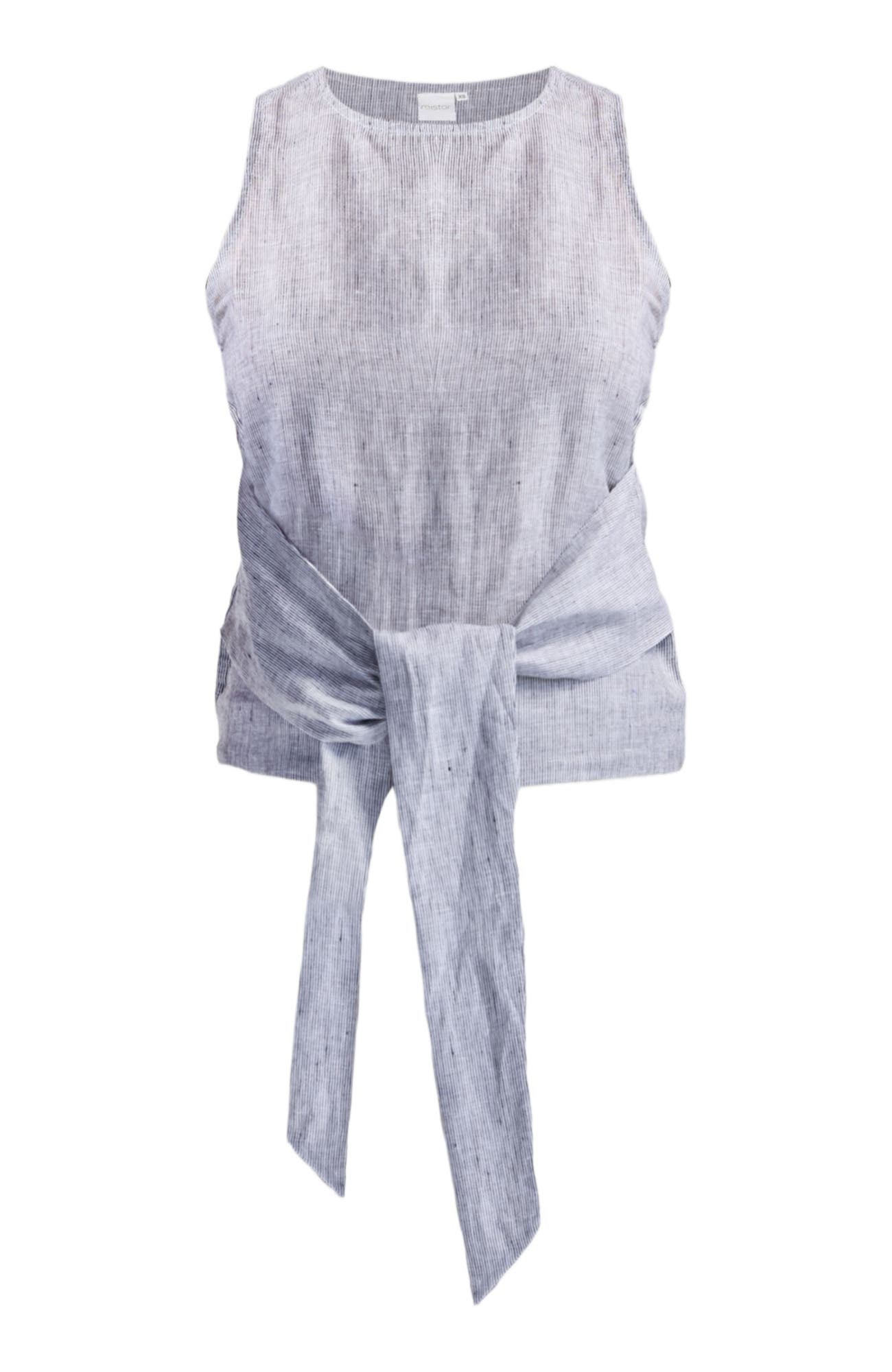 Front-tie Top in Linen Stripes - image 2