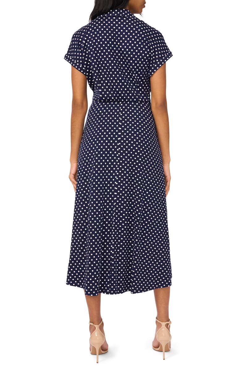 Halogen<sup>®</sup> Polka Dot Midi Dress, Alternate, color, Classic Navy