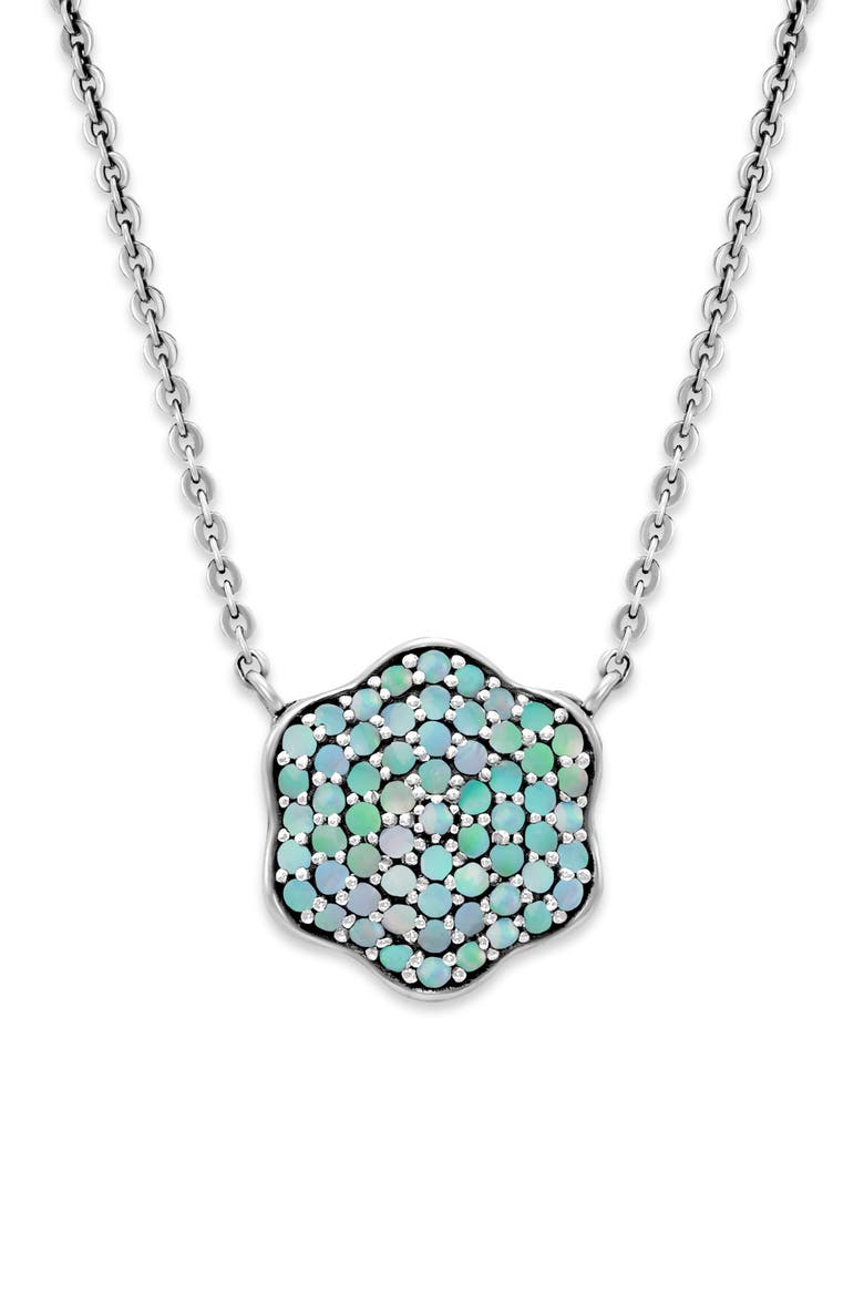 Sterling Silver Opal Pavé Clover Necklace, Main, color, OPAL
