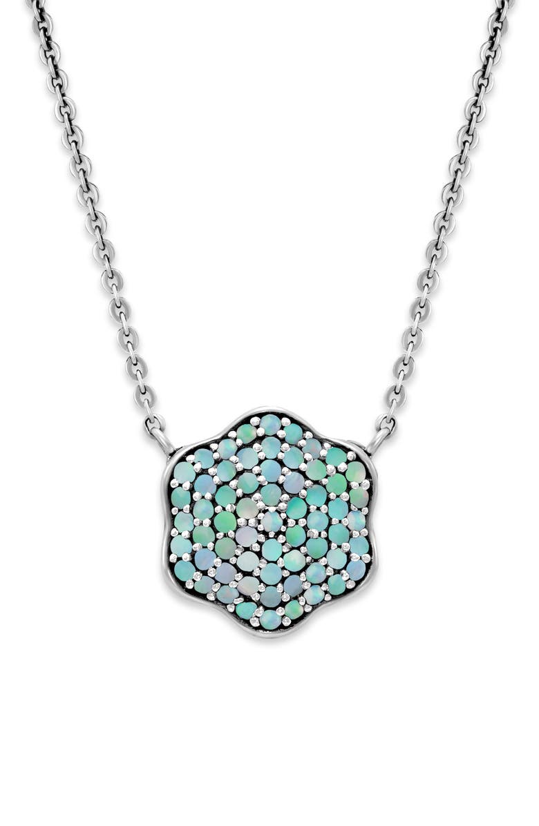 SAMUEL B. Sterling Silver Opal Pavé Clover Necklace, Main, color, Opal