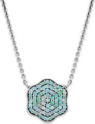 SAMUEL B. Sterling Silver Opal Pavé Clover Necklace
