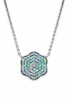 SAMUEL B. Sterling Silver Opal Pavé Clover Necklace