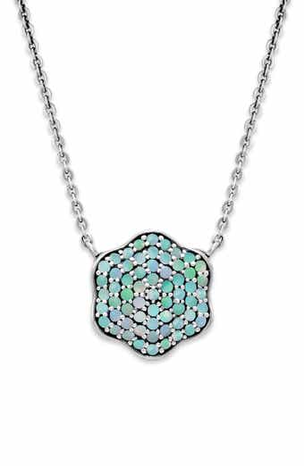 Sterling Silver Opal Pavé Clover Necklace