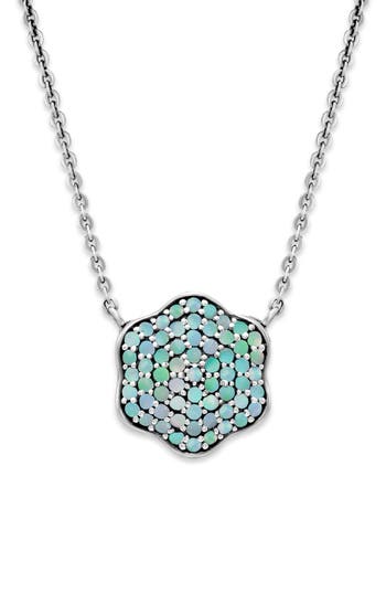 Samuel B. Sterling Silver Opal Pavé Clover Necklace In Opal