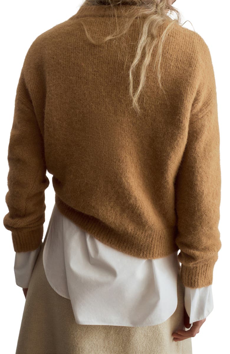 MANGO Crewneck Sweater, Alternate, color, Medium Brown