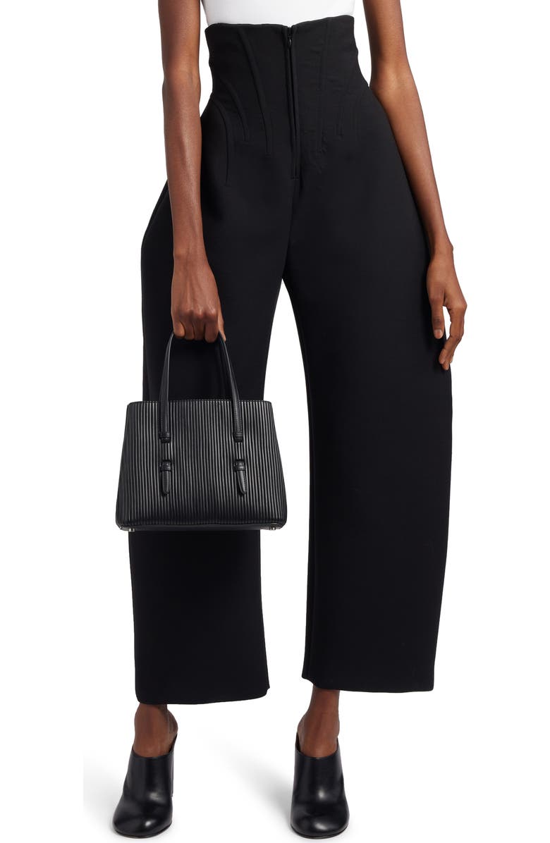 Alaïa Mina 25 Pleated Leather Tote, Alternate, color,