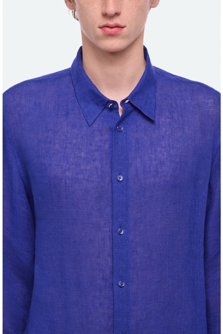 Relaxed Fit Linen Gauze Button-Up Shirt, Alternate, color, COBALT